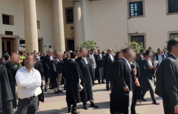 Supreme Court lawyers protest against the restriction of the canteen menu during the Navratri festival